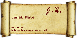 Janák Máté névjegykártya